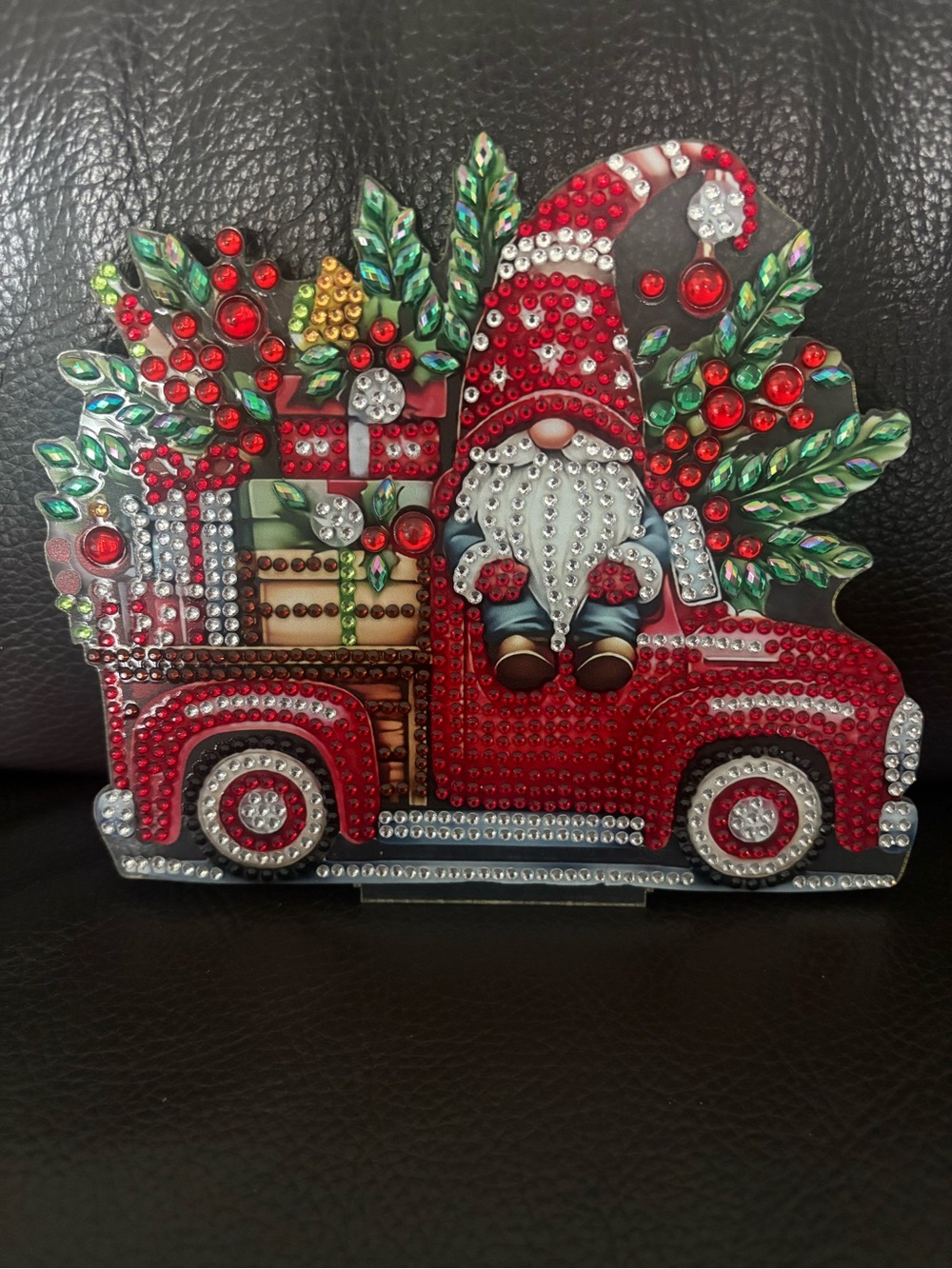 Hand Crafted Christmas Gnome Vintage Red Truck Decorative Accent - Picture 4 of 5